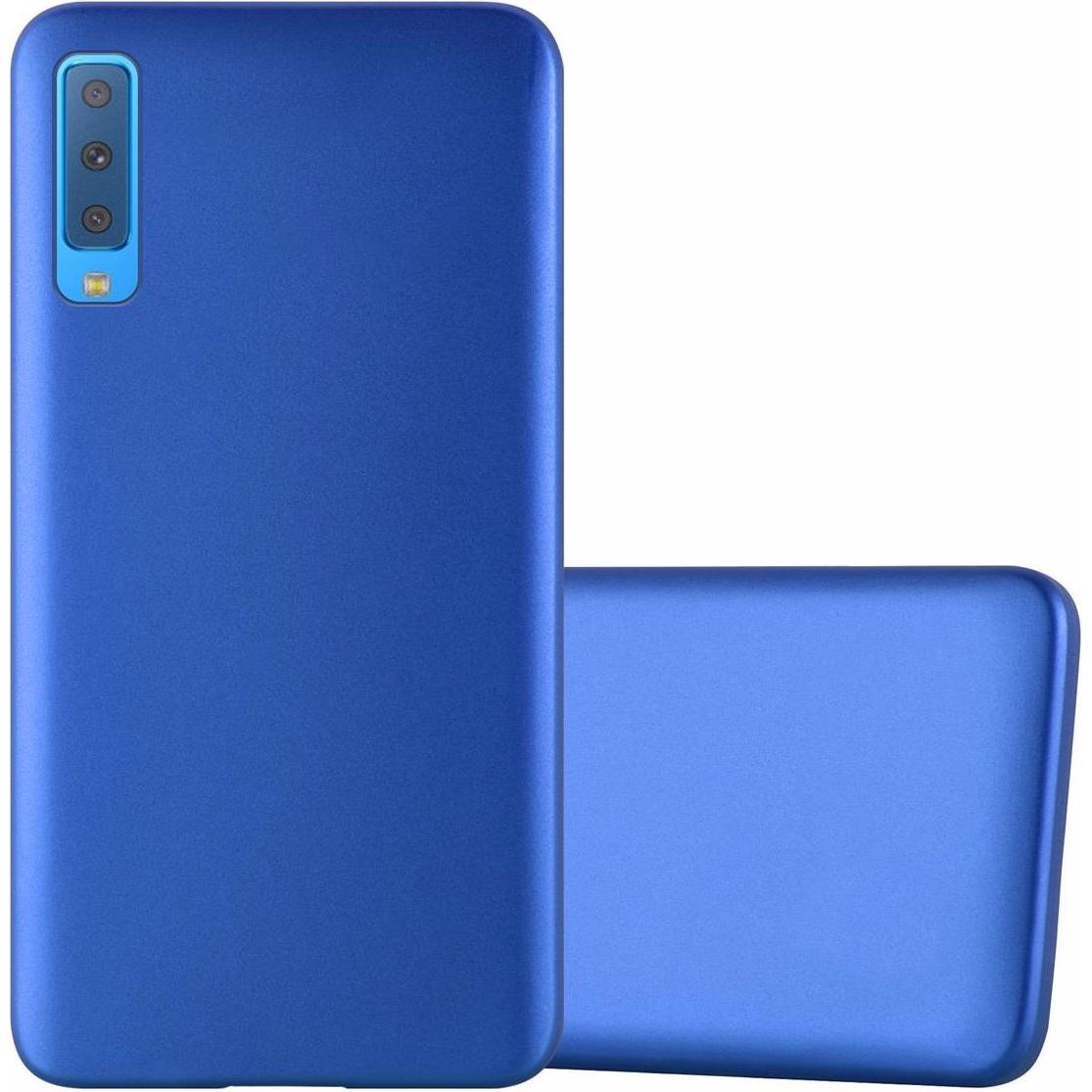 Cadorabo TPU Matt Metallic Cover (Samsung Galaxy A7 (2018)), Smartphone Hülle, Blau