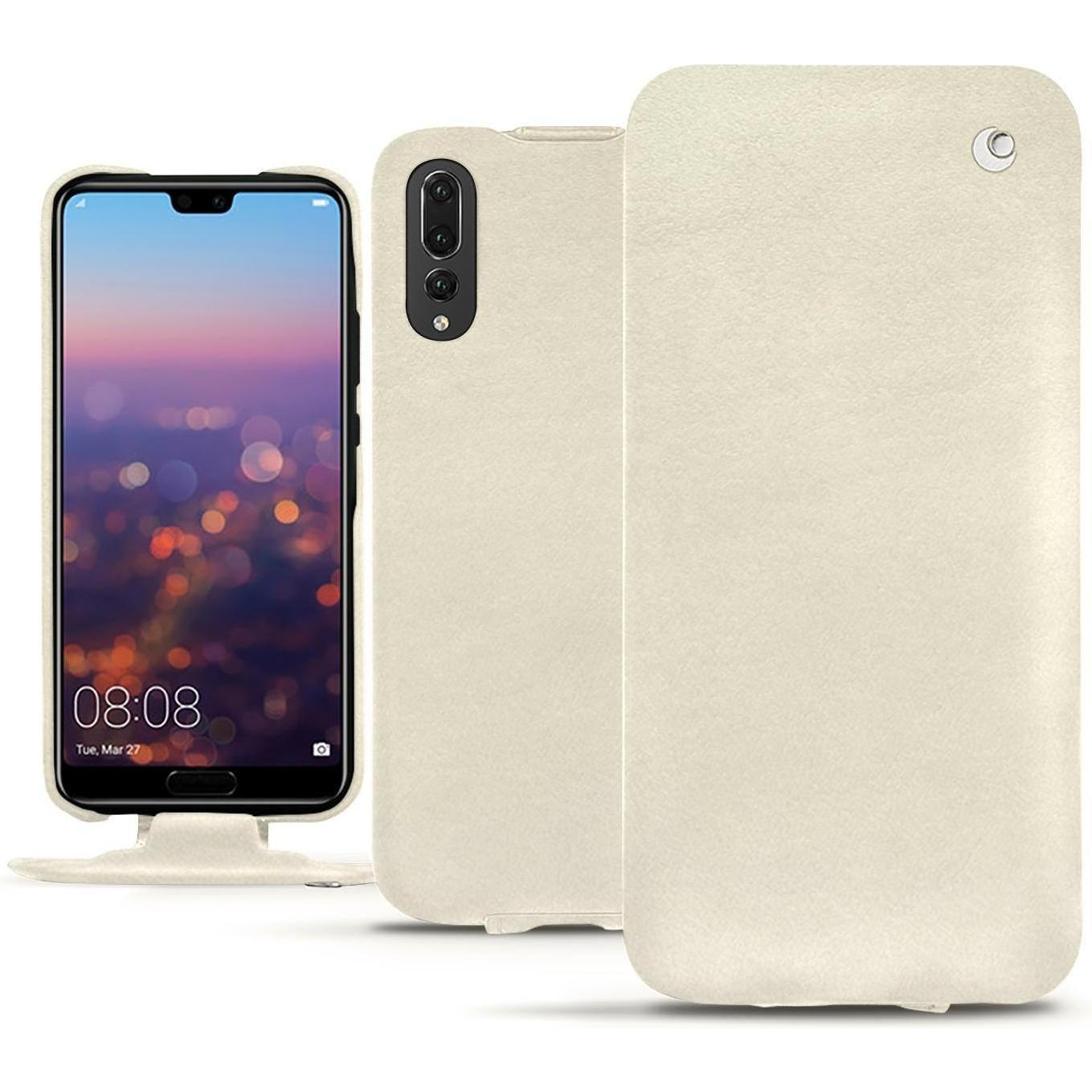 Noreve Lederschutzhülle vertikal (Huawei P20 Pro), Smartphone Hülle, Weiss