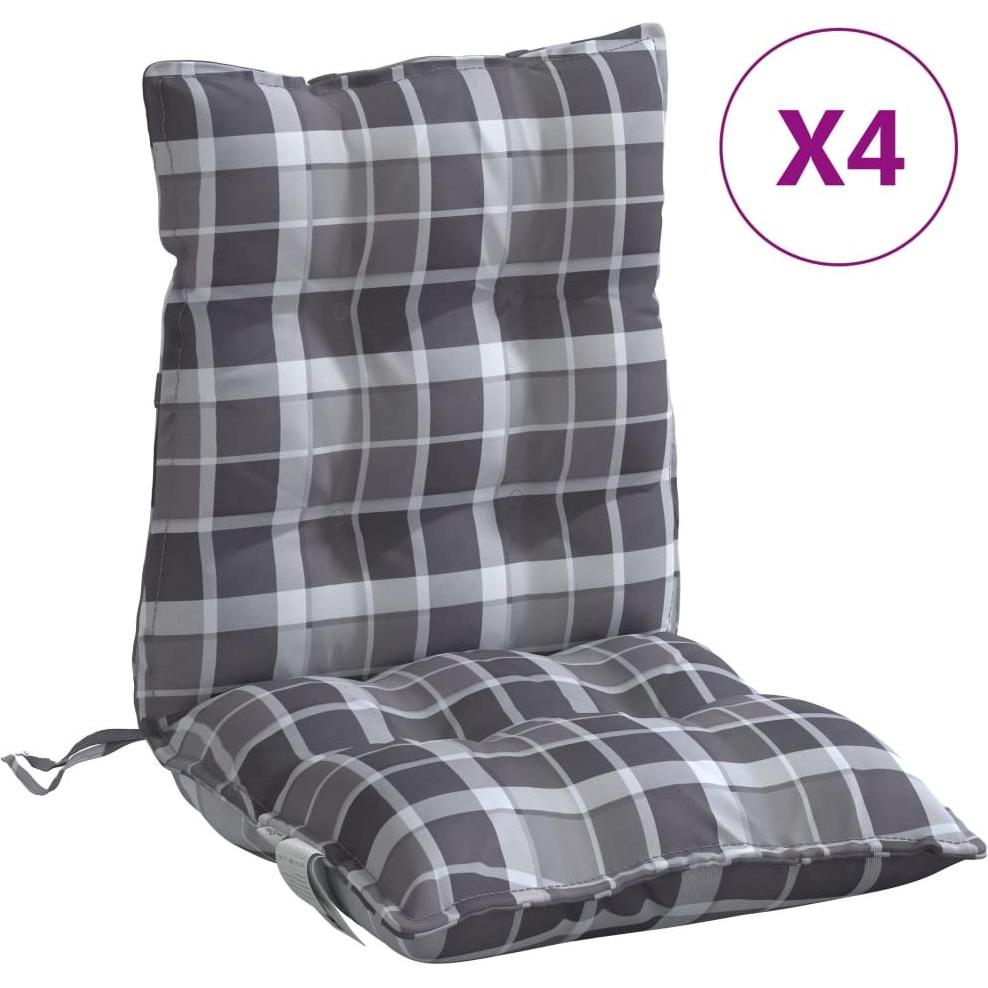 VidaXL, Sitzkissen, Niedriglehner-Auflagen 4 Stk. Karomuster Oxford-Gewebe (100 x 50 x 7 cm)