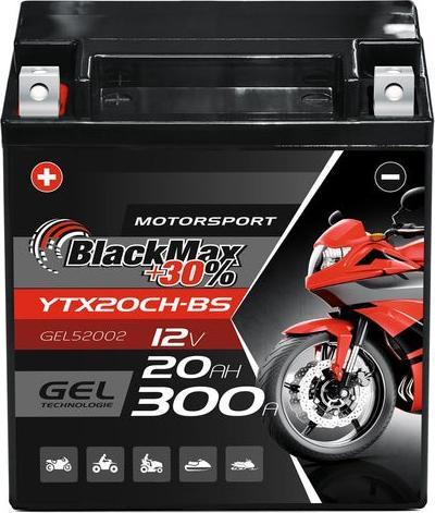Produktbild BlackMax YTX20CH-BS Motorradbatterie 12V 20Ah (DIN 52002) (12 V, 20 Ah)