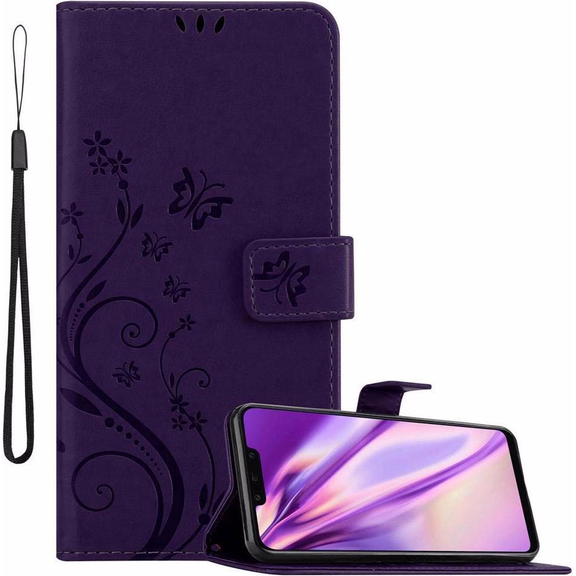 Cadorabo Flower Book Cover (Huawei Mate 20 Lite), Smartphone Hülle, Violett