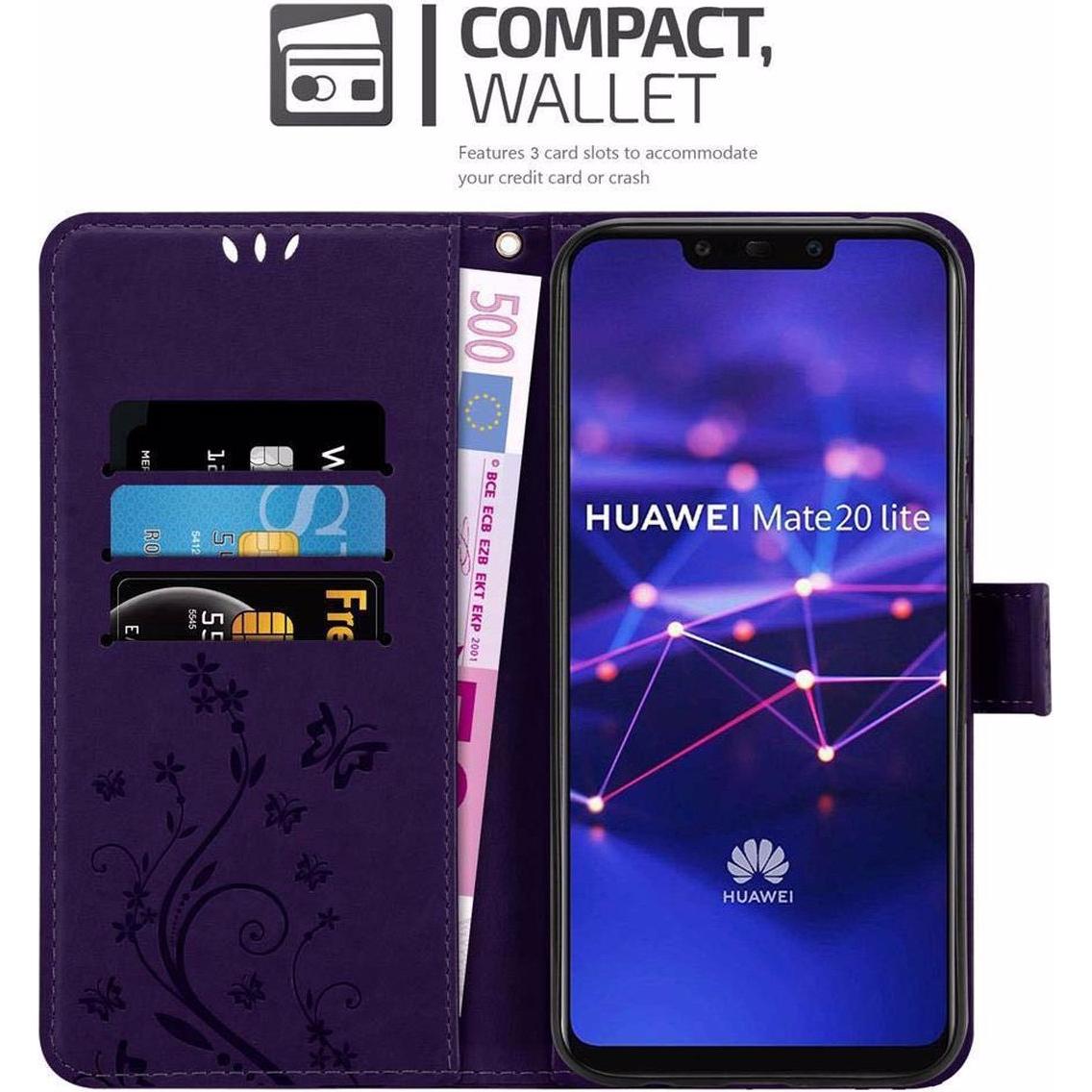 Thumbnail - Cadorabo Flower Book Cover (Huawei Mate 20 Lite), Smartphone Hülle, Violett