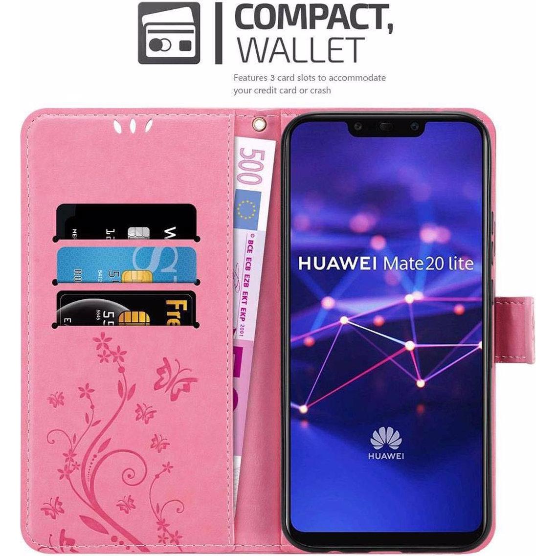 Thumbnail - Cadorabo Flower Book Cover (Huawei Mate 20 Lite), Smartphone Hülle, Rosa