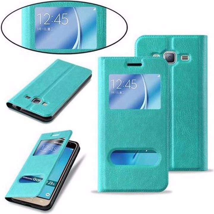 Actual product image Cadorabo Book with View double window cover (Samsung Galaxy J3)