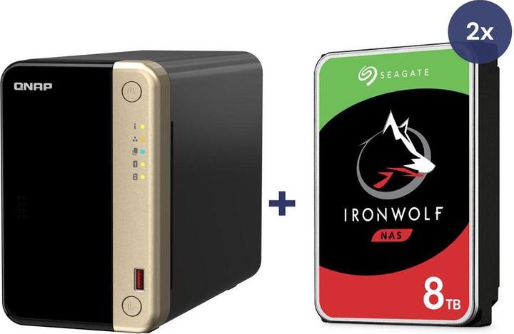 Produktbild QNAP NAS TS-264-8G 2bay incl. 16TB (2x 8TB Seagate IronWolf) (2 x 8 TB, Seagate Ironwolf)