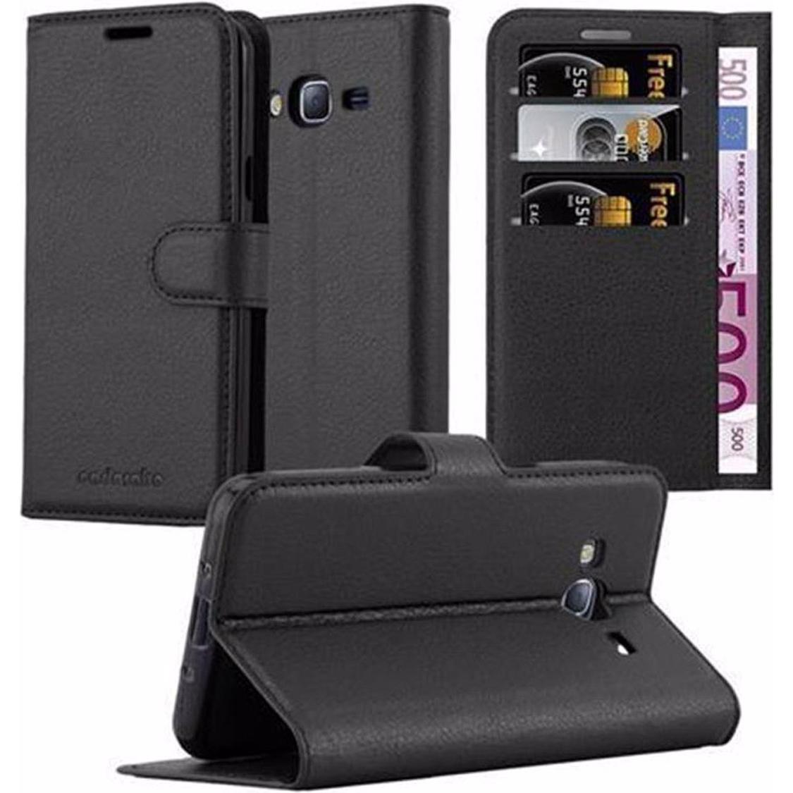 Cadorabo Book mit Standfunktion Cover (Samsung Galaxy J3), Smartphone Hülle, Schwarz