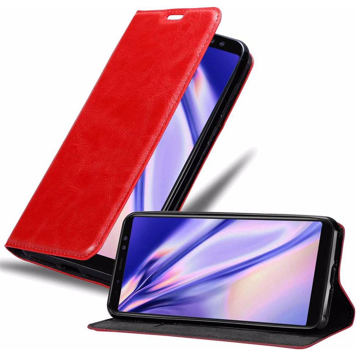 Cadorabo Book Invisible Magnet Cover (Samsung Galaxy A6), Smartphone Hülle, Rot