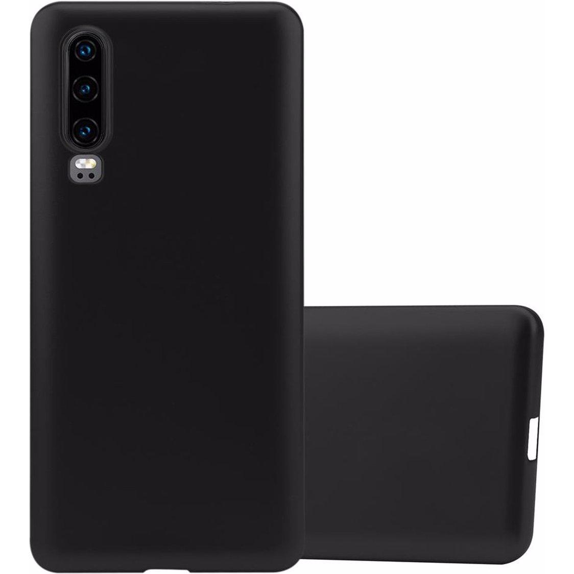 Cadorabo TPU Matt Metallic Cover (Huawei P30), Smartphone Hülle, Schwarz