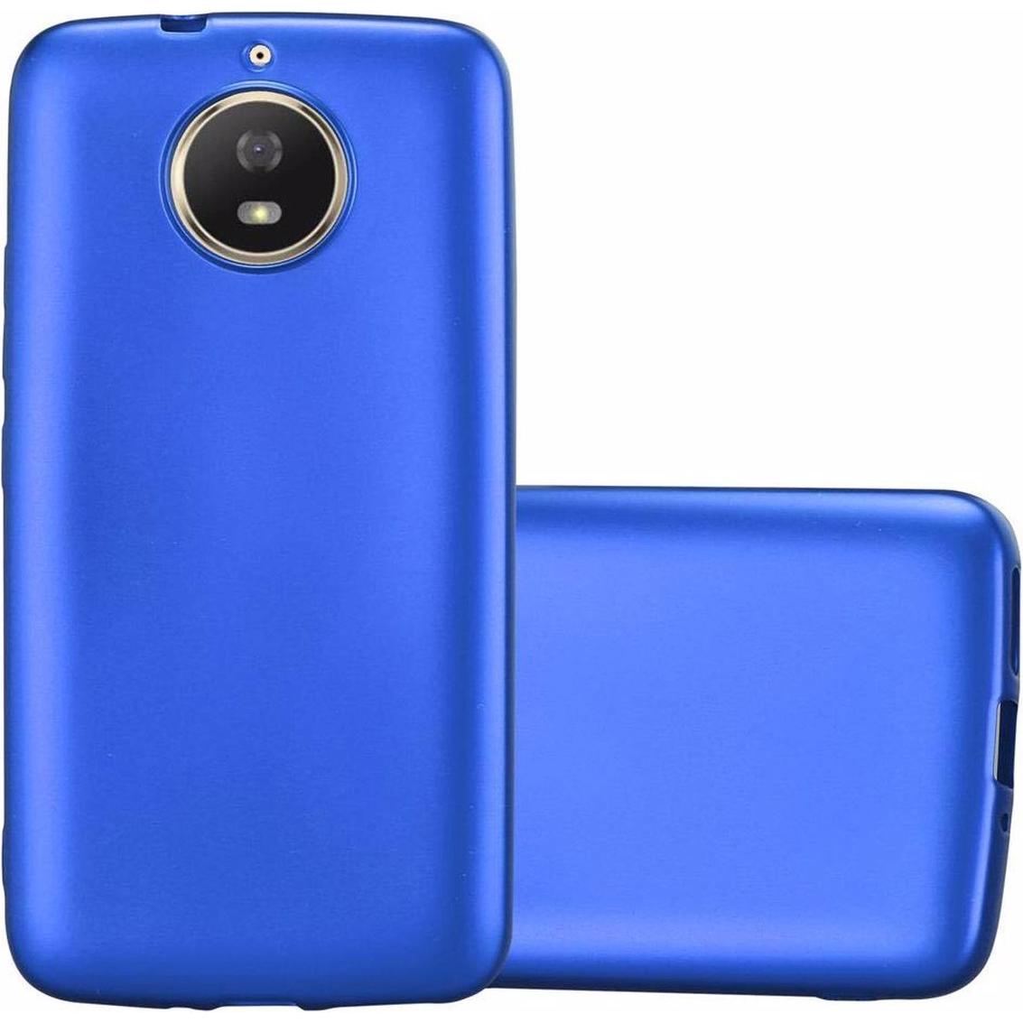 Cadorabo TPU Matt Metallic Cover (Motorola Moto G5S), Smartphone Hülle, Blau