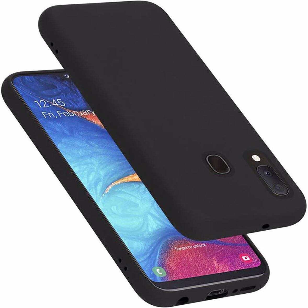 Cadorabo TPU Liquid Silicone Case Cover (Samsung Galaxy A20e), Smartphone Hülle, Schwarz