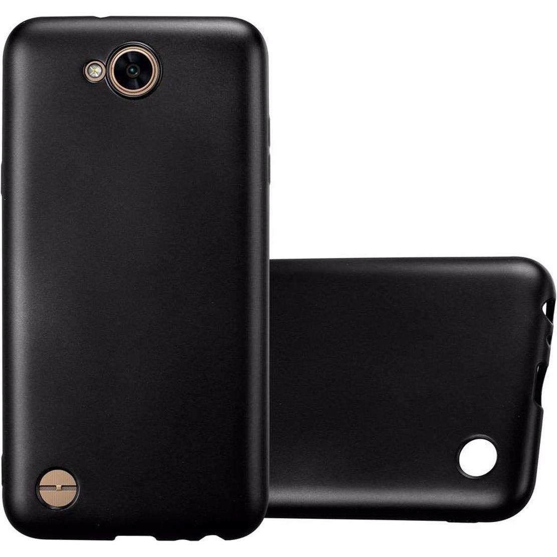 Cadorabo TPU Matt Metallic Cover (LG X Power 2), Smartphone Hülle, Schwarz