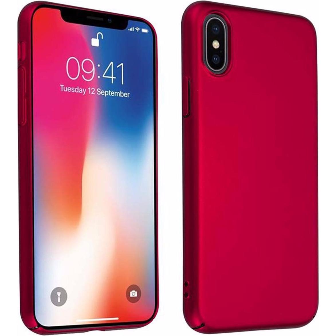 Cadorabo Hard Cover Matt Metall Cover (Apple iPhone X), Smartphone Hülle, Rot