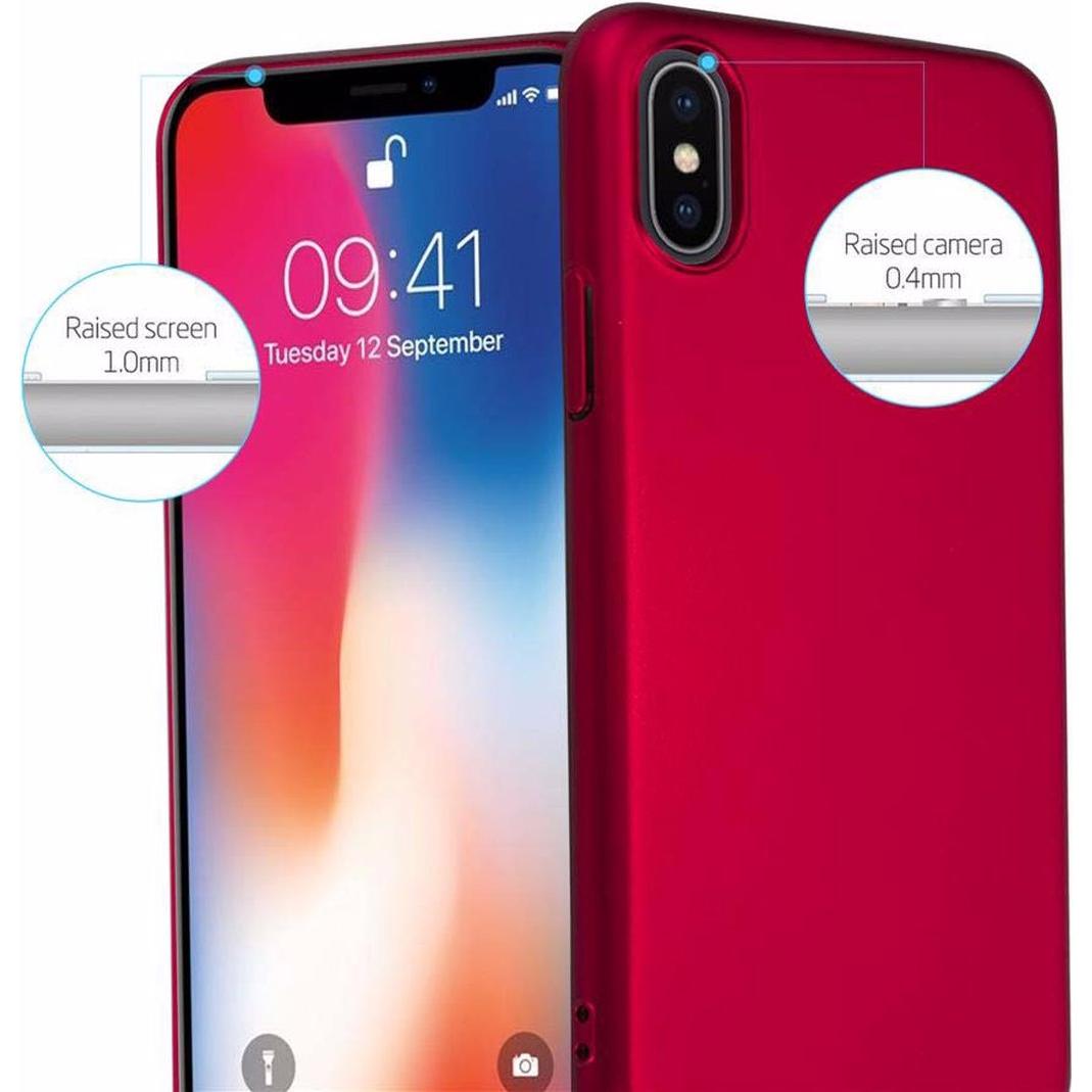 Thumbnail - Cadorabo Hard Cover Matt Metall Cover (Apple iPhone X), Smartphone Hülle, Rot