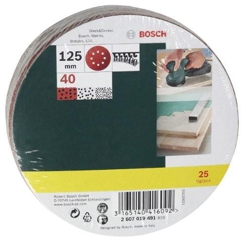 Produktbild Bosch Zubehör Schleifblatt-Set für Exzenterschleifer, 25-teilig, 8 Löcher, 125 mm, 40 (40)