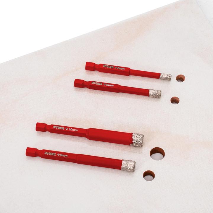 Produktbild Stier Diamant-Fliesenbohrer Set 5 tlg. (10 mm, 5 mm, 6 mm, 8 mm)