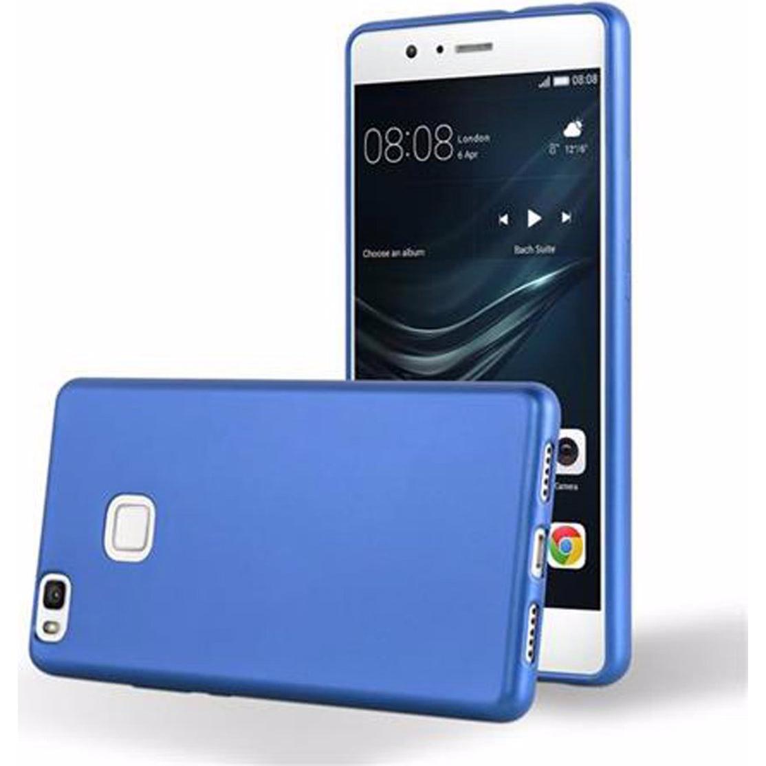 Cadorabo TPU Matt Metallic Cover (Huawei P9 Lite), Smartphone Hülle, Blau