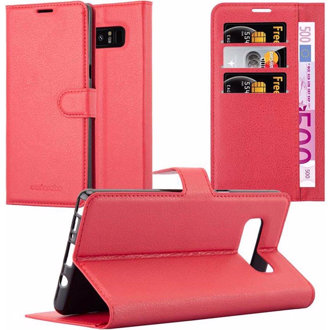 Cadorabo Book mit Standfunktion Cover (Samsung Galaxy Note 8), Smartphone Hülle, Rot