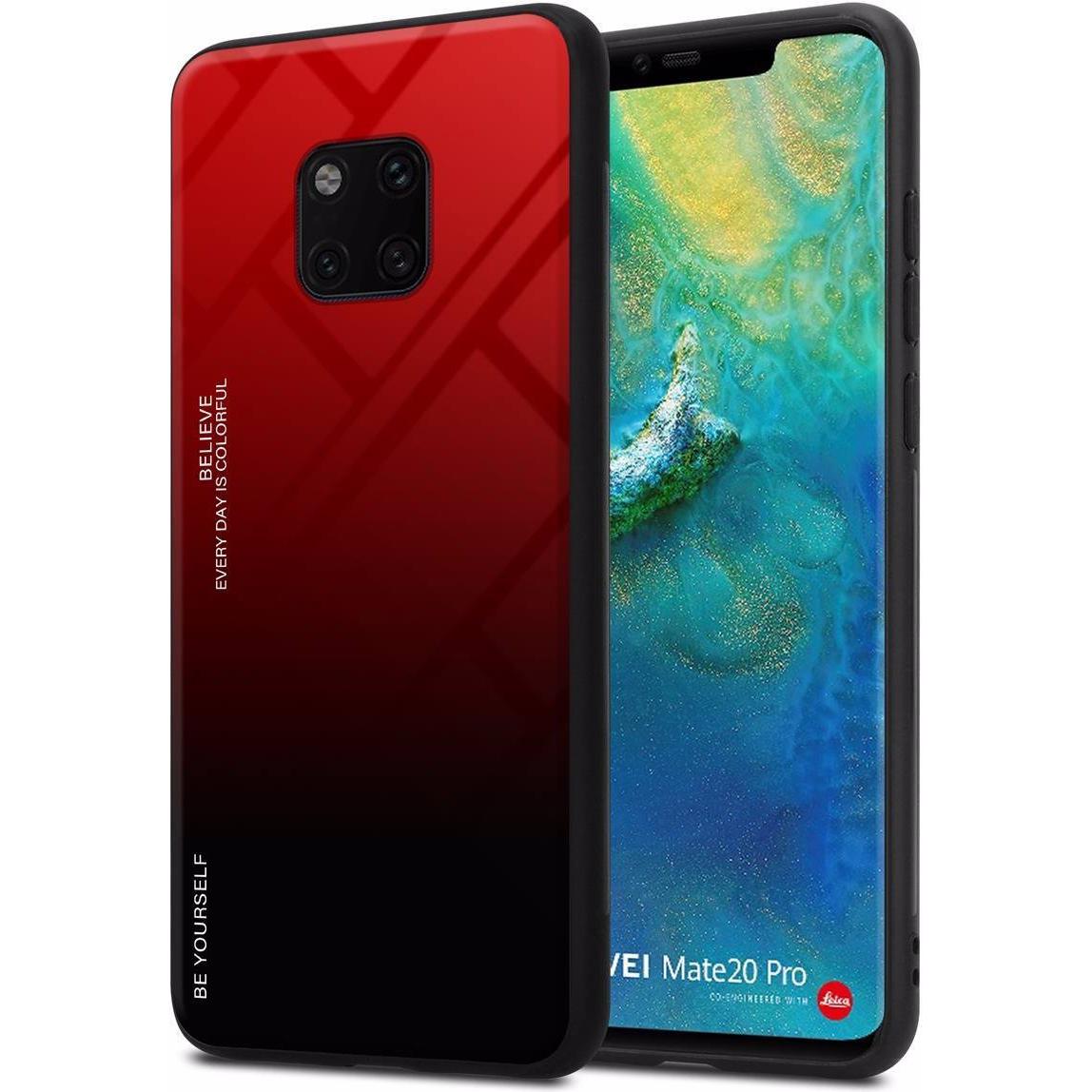 Cadorabo TPU 2 Farben Glas Cover (Huawei Mate 20 Pro), Smartphone Hülle, Schwarz