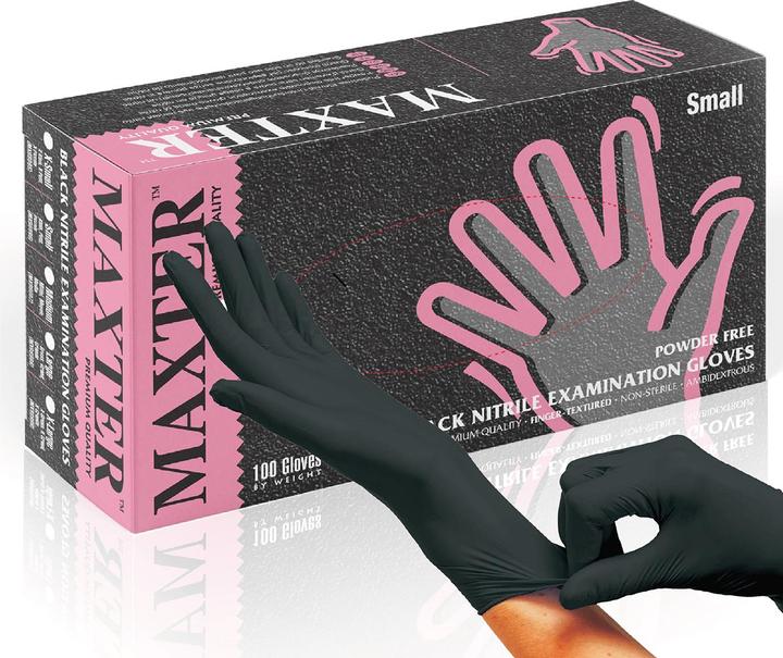 Actual product image No Name Powder-free nitrile gloves MAXTER, 100 pcs, size XS, black (XS)