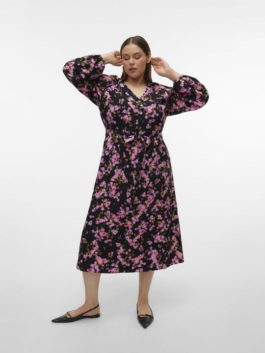 Produktbild Vero Moda Normal geschnitten Rundhals Curve Nicht verstellbare Bündchen Langes Kleid Kleid (50)