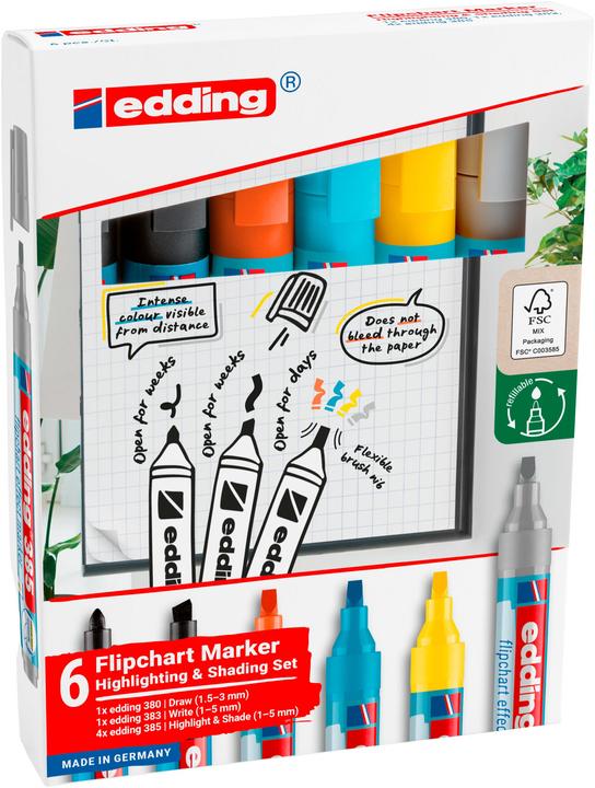 Produktbild Edding Flipchart-Marker (Bunt, 5 mm, 6 x)