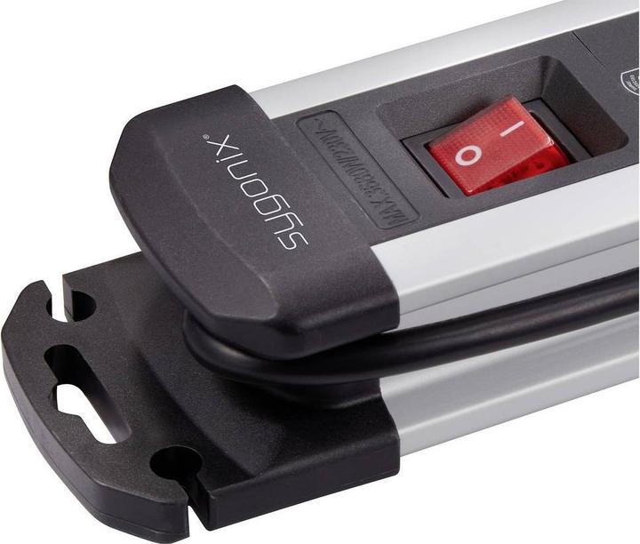 Actual product image Sygonix SY-6807134 Überspannungsschutz-Steckdosenleiste 8fach Schwarz, Silber Sc (8x, CEE 7/3, CEE 7/4)