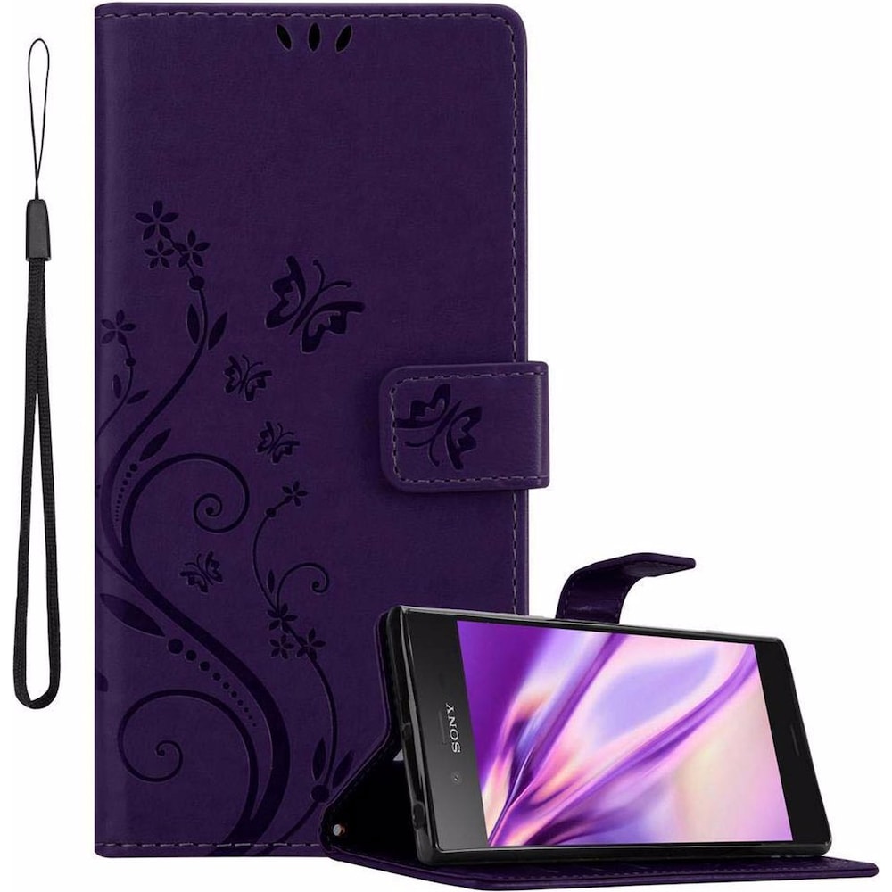 Cadorabo Flower Book Cover (Sony Xperia XZ1), Smartphone Hülle, Violett