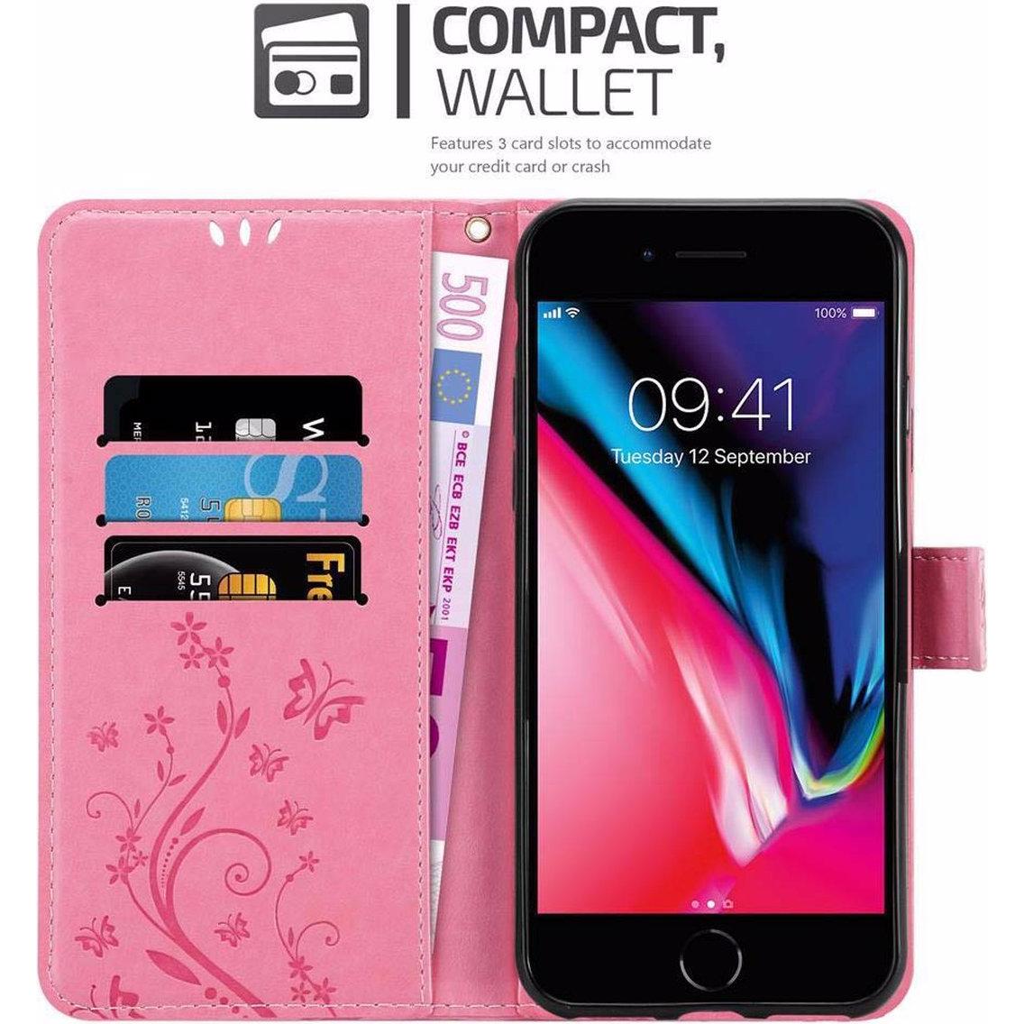 Thumbnail - Cadorabo Flower Book Cover (Apple iPhone 7, Apple iPhone SE (2nd Gen)), Smartphone Hülle, Rosa