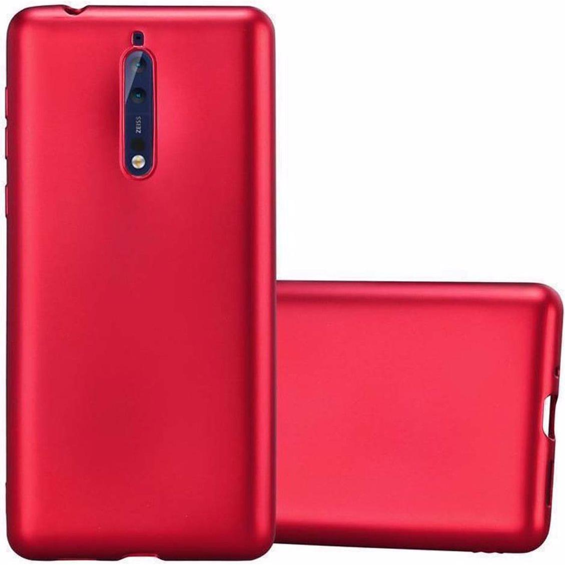 Cadorabo TPU Matt Metallic Cover (Nokia 8), Smartphone Hülle, Rot