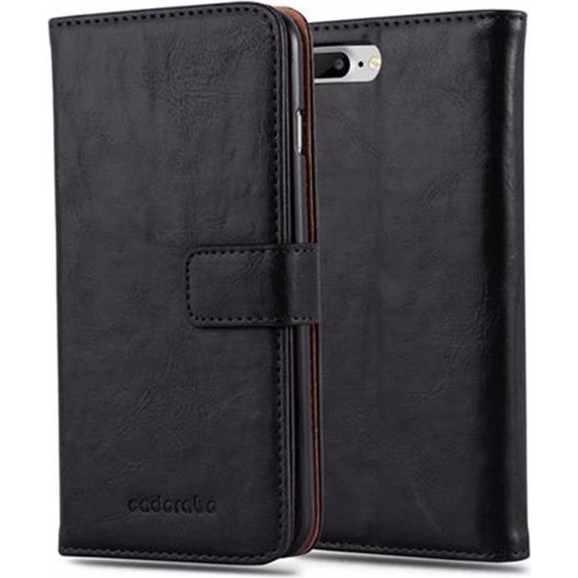 Cadorabo Book Luxury Cover (Apple iPhone 8 Plus), Smartphone Hülle, Schwarz