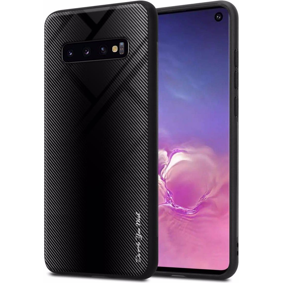 Cadorabo TPU Gestreiftes Glas Cover (Samsung Galaxy S10), Smartphone Hülle, Schwarz