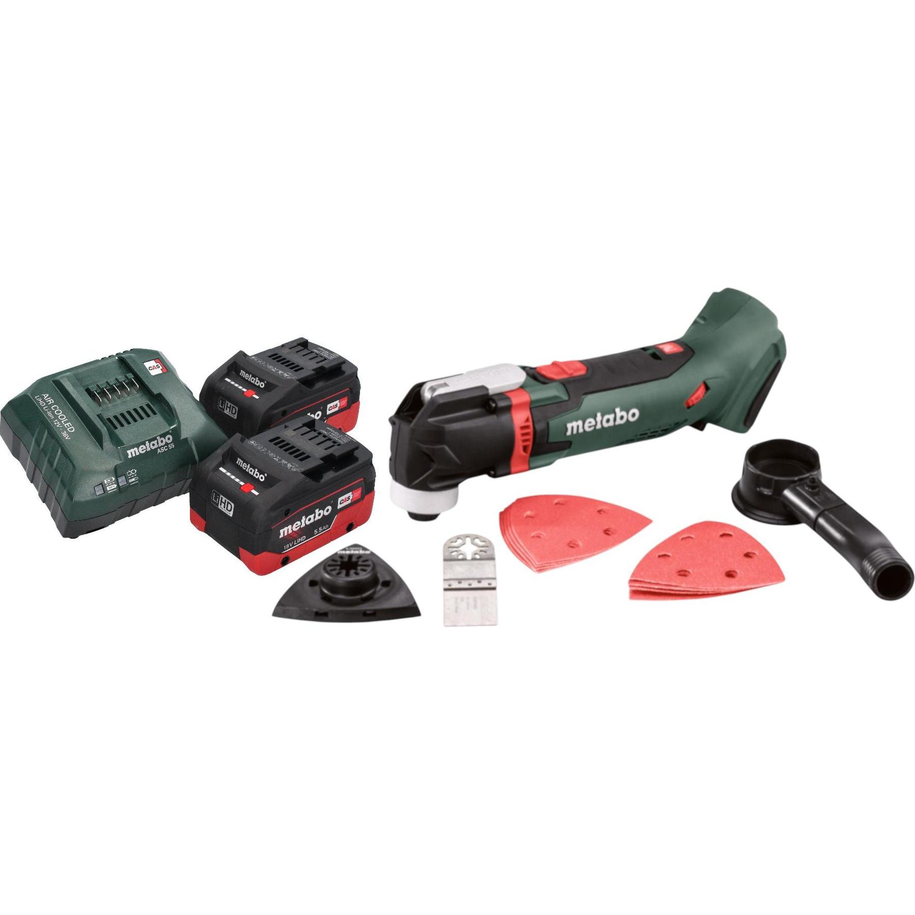 Metabo, Elettroutensile multifunzionale, MT 18 LTX Akku Multitool 18 V OIS / Starlock + 2x LiHD Akku 5,5 Ah + Ladegerät
