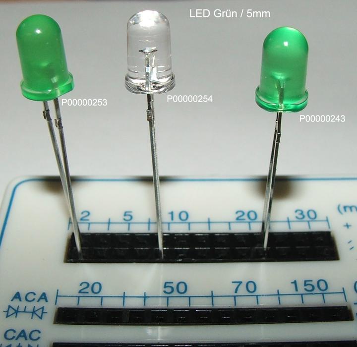 Produktbild OEM Superhelle LED Grün im Transparenten Gehäuse 5mm