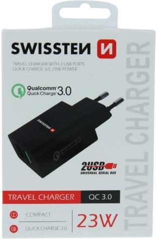 Produktbild Swissten USB Ladegerät 2x USB QC 3.0 + USB, 23W (23 W)