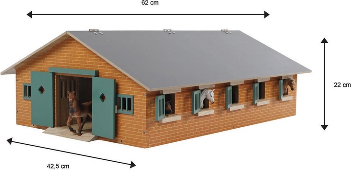 Actual product image Sombo Horse stable wood with 9 horse stables 1:32