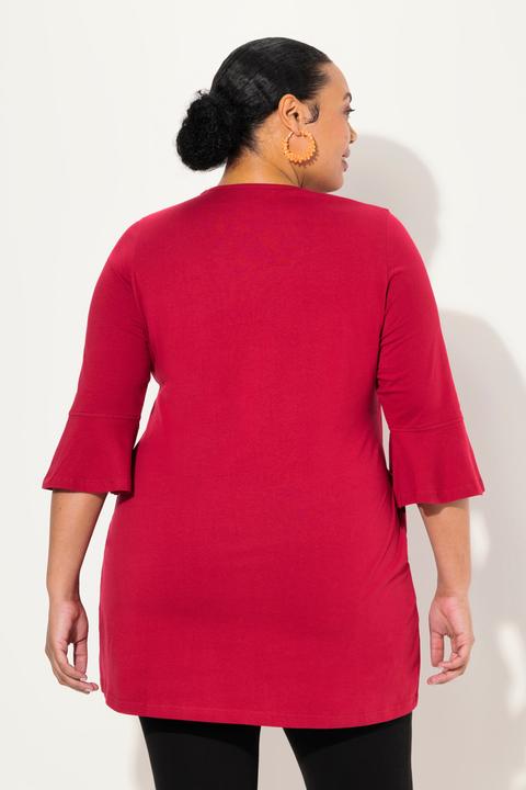 Actual product image Ulla Popken V-Neck Tulip Sleeve Knit A-line Pocket Tunic (50, 52)