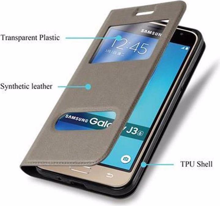 Produktbild Cadorabo Book mit View Doppelfenster Cover (Samsung Galaxy J3 (2016))