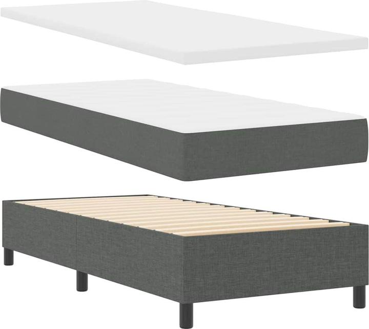 Actual product image vidaXL Box spring bed with mattress fabric dark grey (100 x 200 cm)