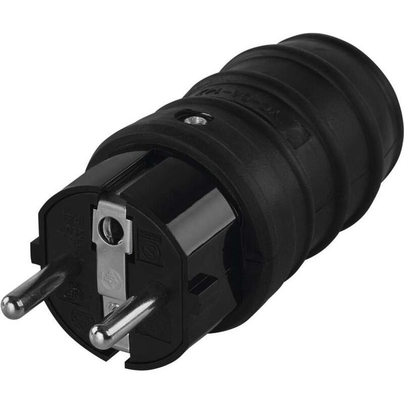 Emos, Netzstecker + Netzkupplung, Gummistecker 10/16A 250V 2P+Z IP44 schwarz (P0050)