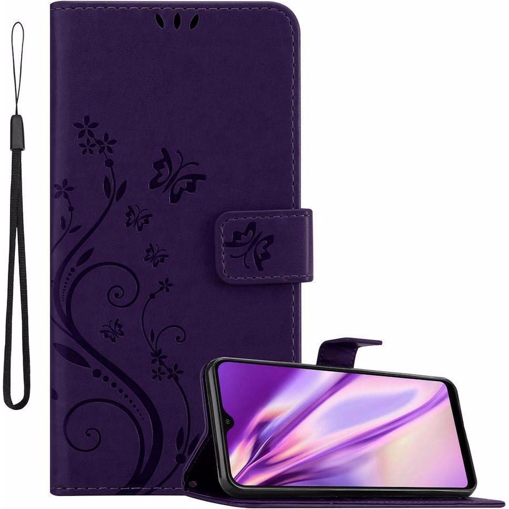 Cadorabo Flower Book Cover (Samsung Galaxy A40), Smartphone Hülle, Violett