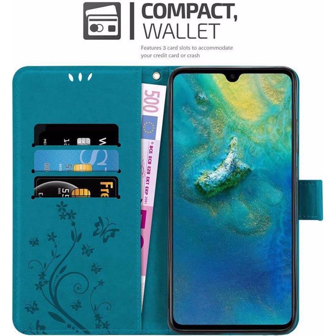 Thumbnail - Cadorabo Flower Book Cover (Huawei Mate 20), Smartphone Hülle, Blau
