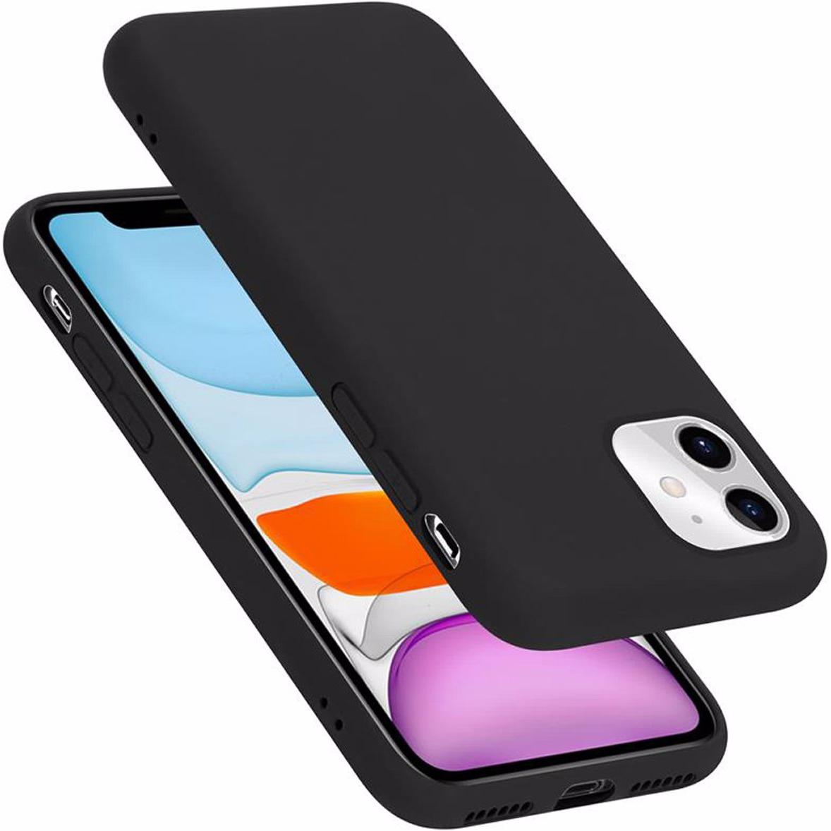 Cadorabo TPU Liquid Silicone Case Cover (Apple iPhone 11), Smartphone Hülle, Schwarz