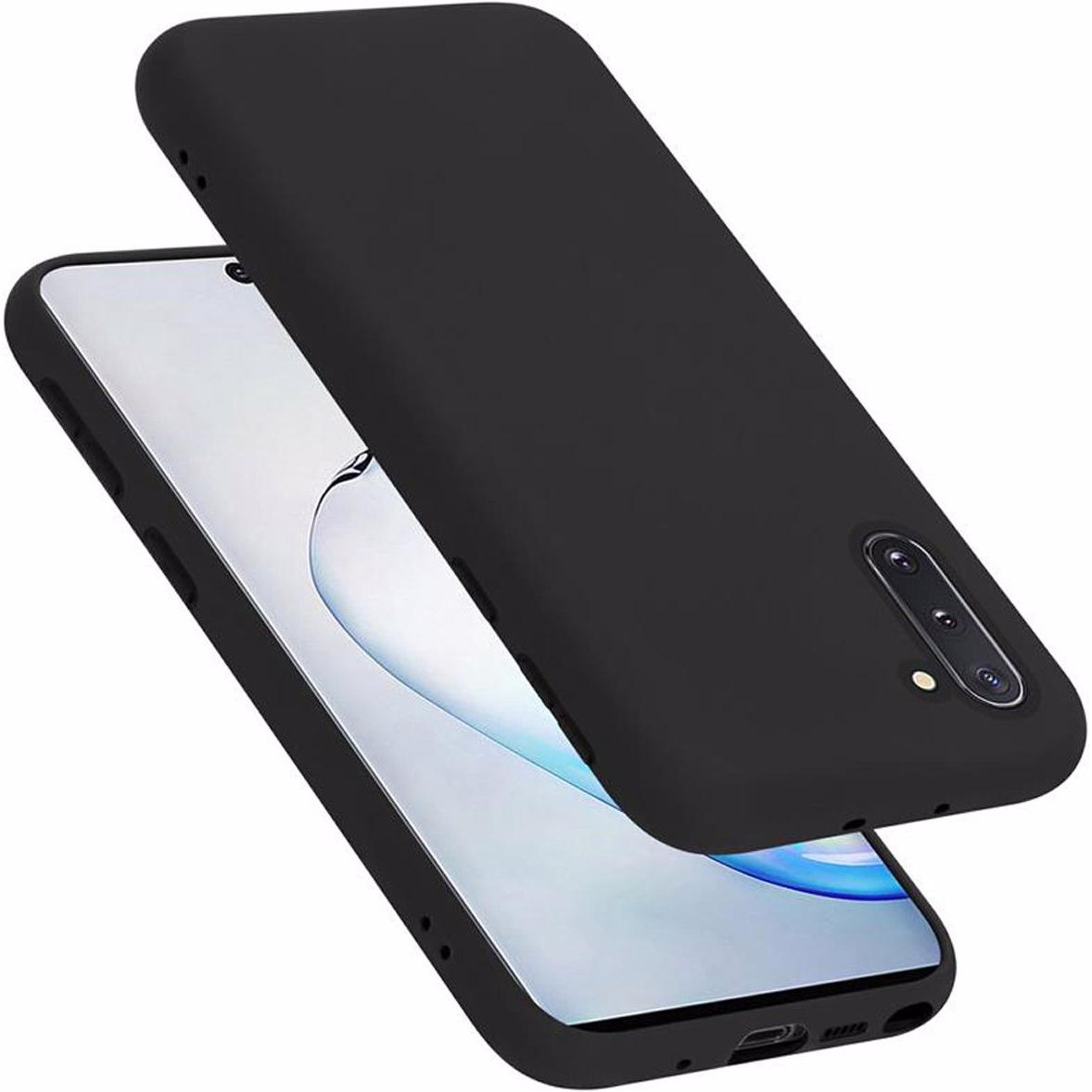 Cadorabo TPU Liquid Silicone Case Cover (Samsung Galaxy Note 10), Smartphone Hülle, Schwarz
