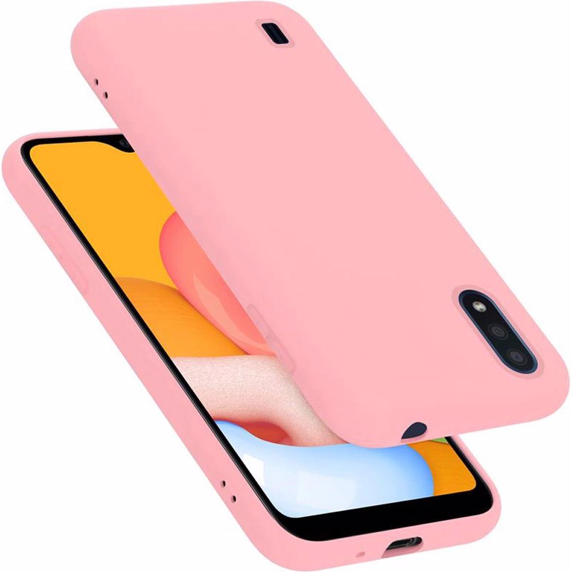Cadorabo TPU Liquid Silicone Case Cover (Samsung Galaxy A01), Smartphone Hülle, Rosa
