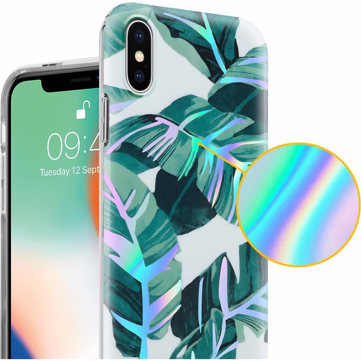 Thumbnail - Cadorabo IMD TPU Bunte Blumen & Blätter Cover (Apple iPhone X), Smartphone Hülle, Weiss