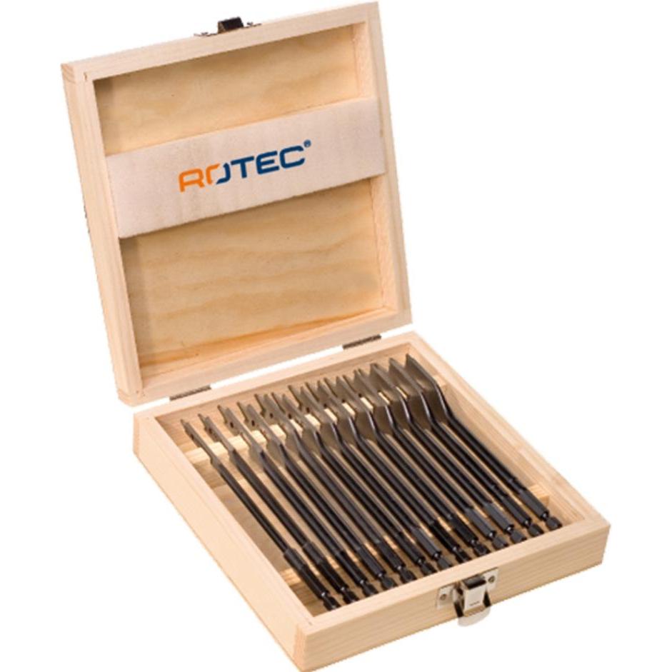 Rotec, Bohrereinsatz, 900.1018 Schnellbohrer-Set 13-teilig im Holzkoffer (6, 8, 10, 12, 13, 14, 16, 18, 19, 20, 22, 24 u...