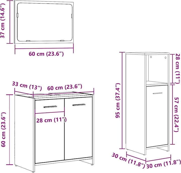 Immagine prodotto VidaXL 3-tlg. Badmöbel-Set Altholz-Optik Holzwerkstoff Badmöbelset