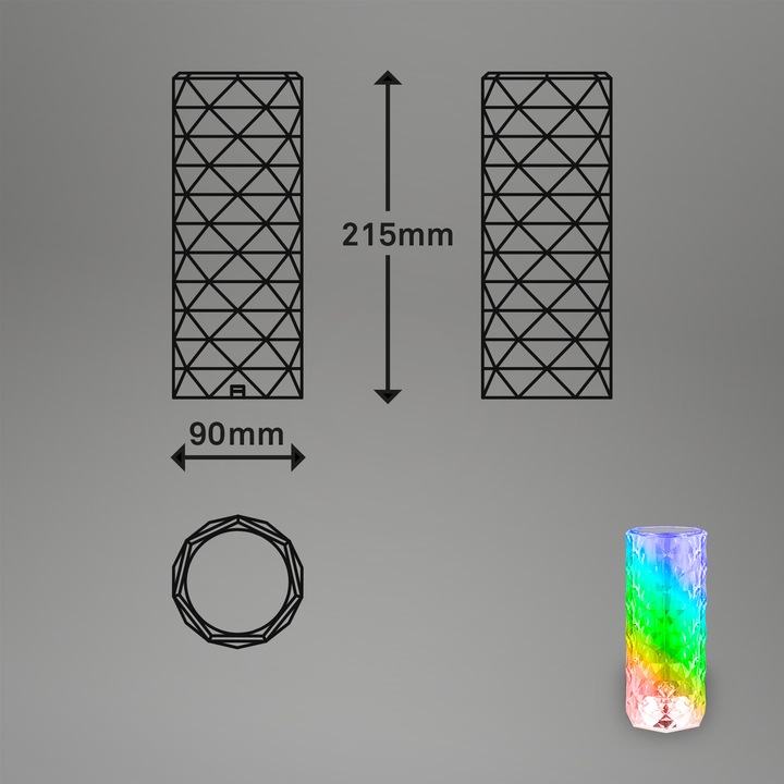 Immagine prodotto Briloner Lampada da tavolo ricaricabile a LED RGB, aspetto cristallino, trasparente, 1xLED/2.3W (65 lm)