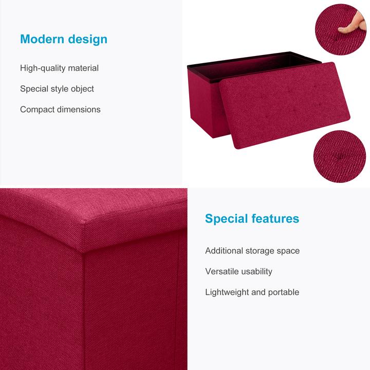 Actual product image Intirilife Bench 76x38x38 cm in CHERRY RED (76 cm)