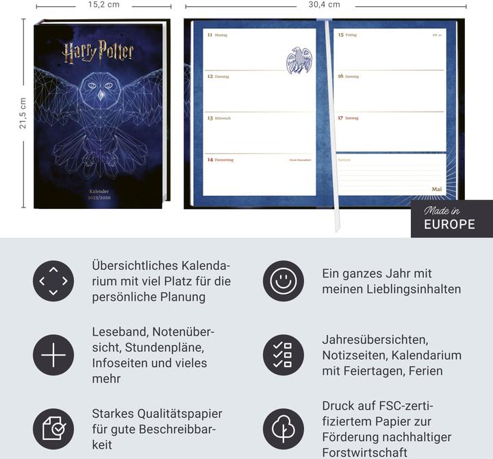Produktbild Harry Potter Schülerkalender A5 2026 - 17 Monate ab August 2025 (A5, Deutsch)